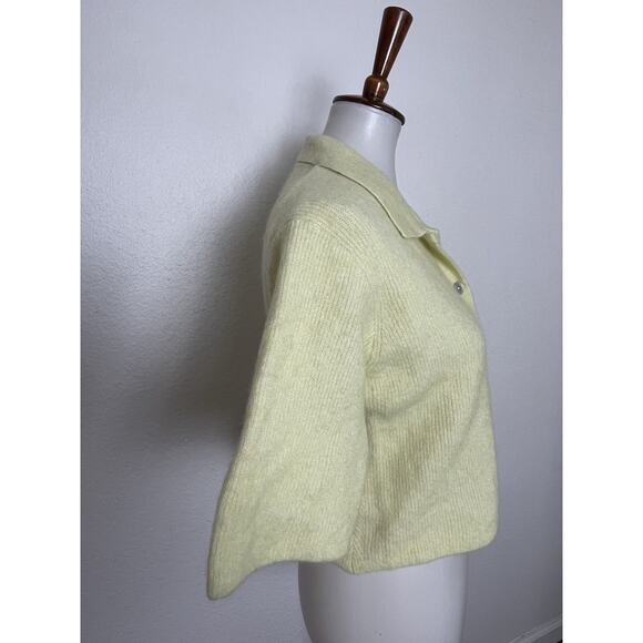 & Other Stories Sweater Collard Cropped Ribbed Wool Blend Yellow - Picture 4 of 10